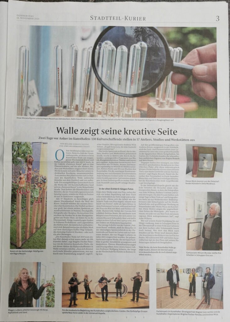 Bericht im Weser Kurier vom 18. November 2021