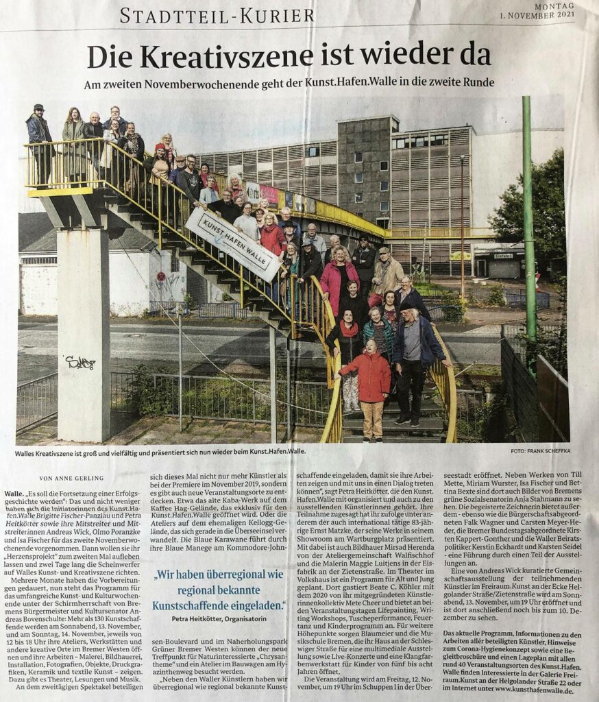 Bericht im Weser Kurier vom 1.11.2021
